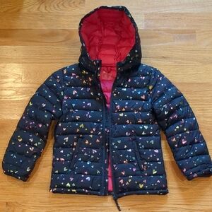 Colorful Heart Pattern Puffer Jacket